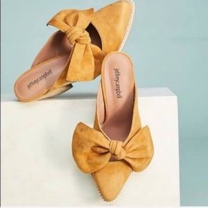 Jeffrey Campbell Tan Suede Bowtie Mules